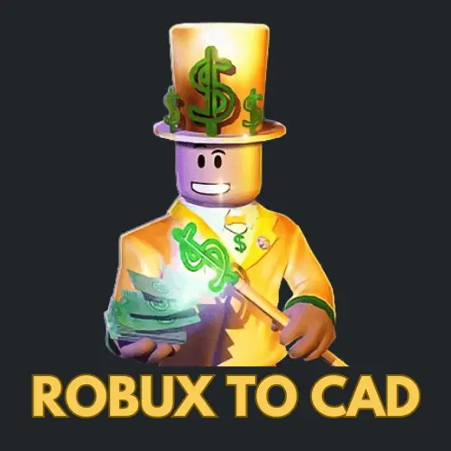 Roblox character (Player) with cane and in-game currency (Robux)